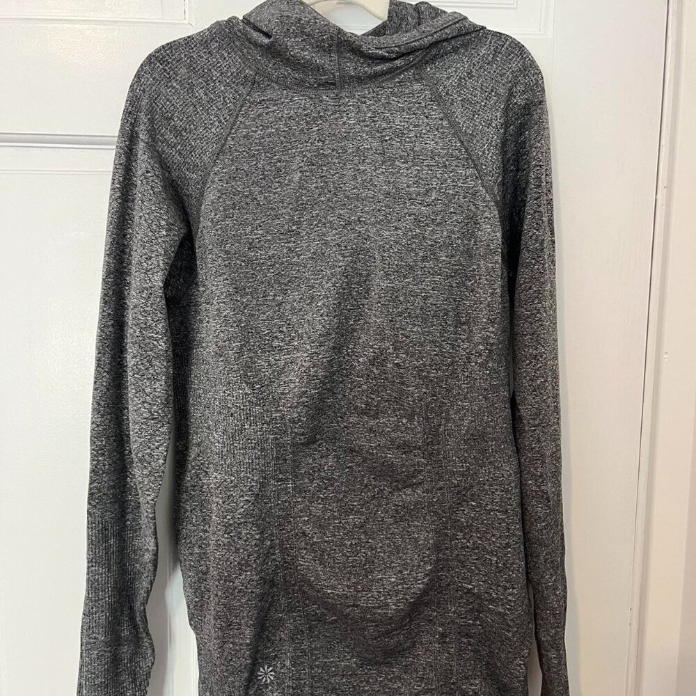 Grey Athleta long sleeve hoodie with thumb holes